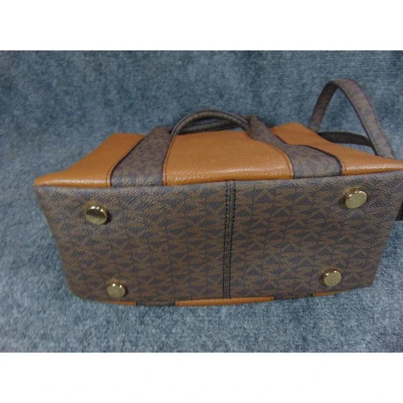Michael Kors Mercer Small Satchel Bag Brown Monogram Pebble Leather - Picture 11 of 16